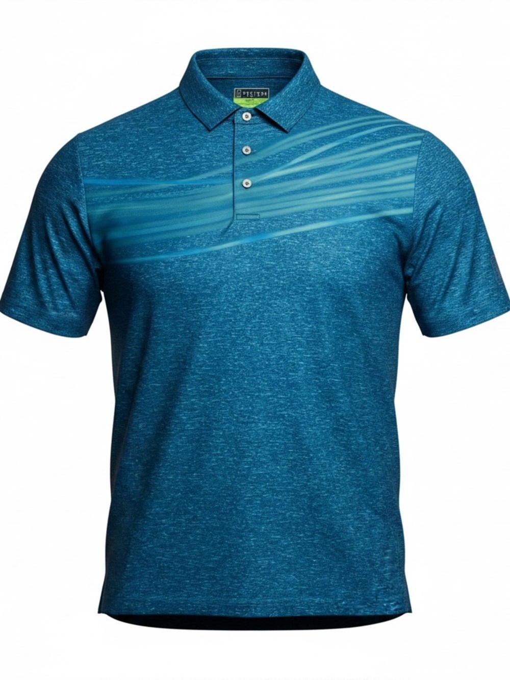 PGA Tour Pro Series Athletic Fit Teal Wave-Striped Polo
